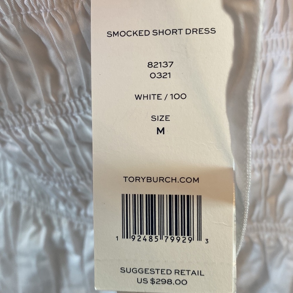 Tory Burch White Smocked Short Dress - Picture 7 of 9